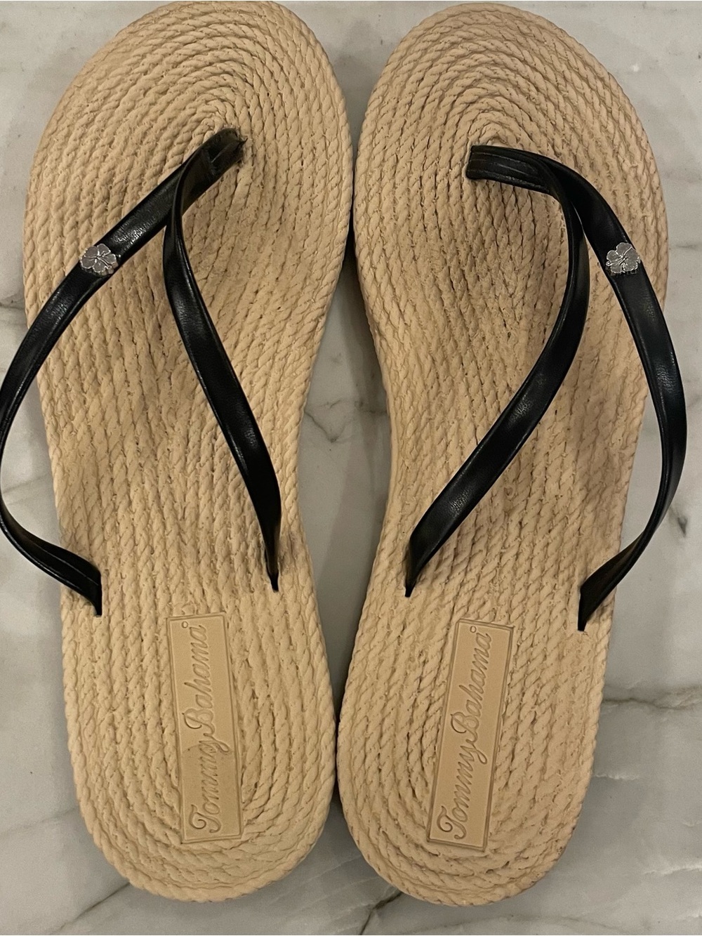 Tommy Bahama Women’s Black Raffia Flip Flop Sandals Size 8.5-9
